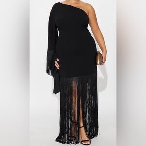 Brand New: Dare and Swear Elegant Black Fringe Maxi Dress